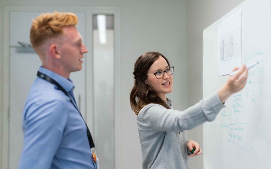 Career planning at whiteboard